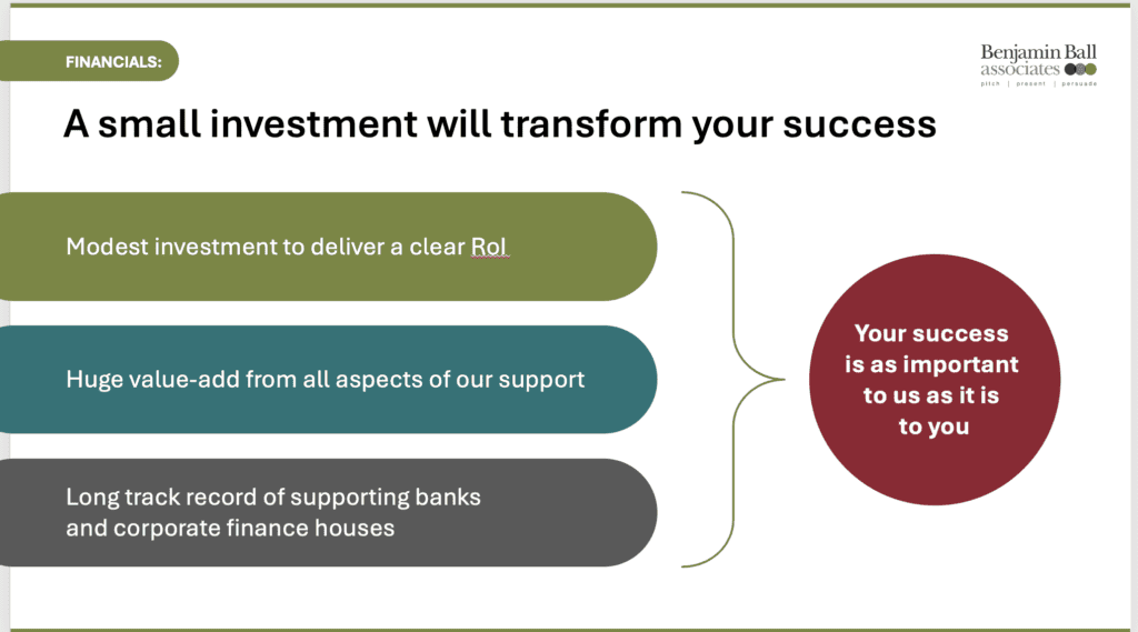 Example of a financial slide in an investor pitch deck

