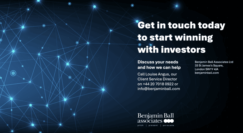 dark blue pitch deck designed by a pitch deck expert designer