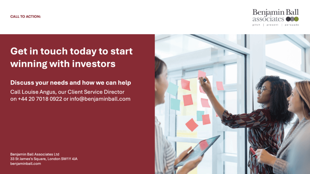 example of an investor pitch deck with red colour designed by a pitch deck expert