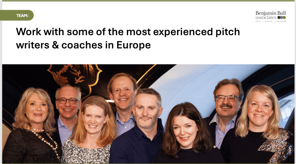 example of a team slide in an 
investor pitch deck